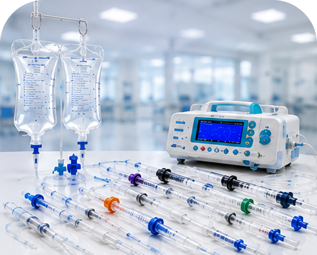 Equipos médicos para acceso vascular, infusión y transfusión